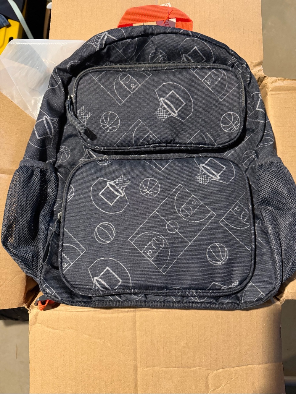 Kids Black Basketball Print Backpack